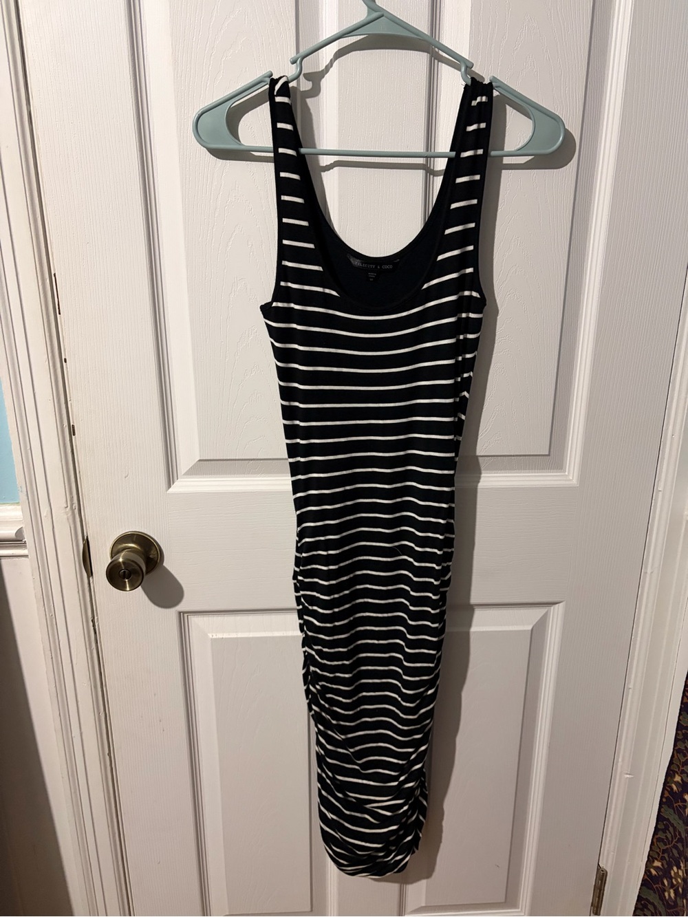 Black & White Striped Tank Midi Dress
